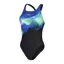 Speedo Women's Placement Digital Leaderback One Piece Black/Blue/Green